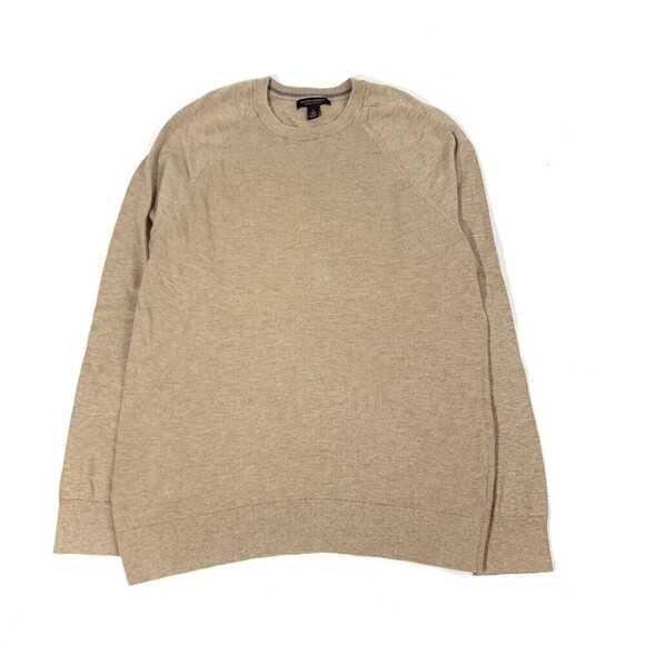 BANANA REPUBLIC 100% Supima Cotton Pique Sweatshirt Old Money Pullover Tan Large - Picture 1 of 7